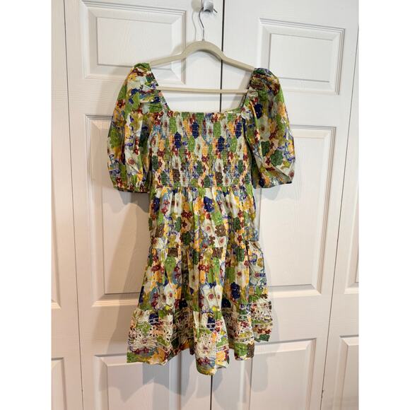 NEW Easel Cotton Poplin Babydoll Eyelet Dress Large Dress - Picture 6 of 8